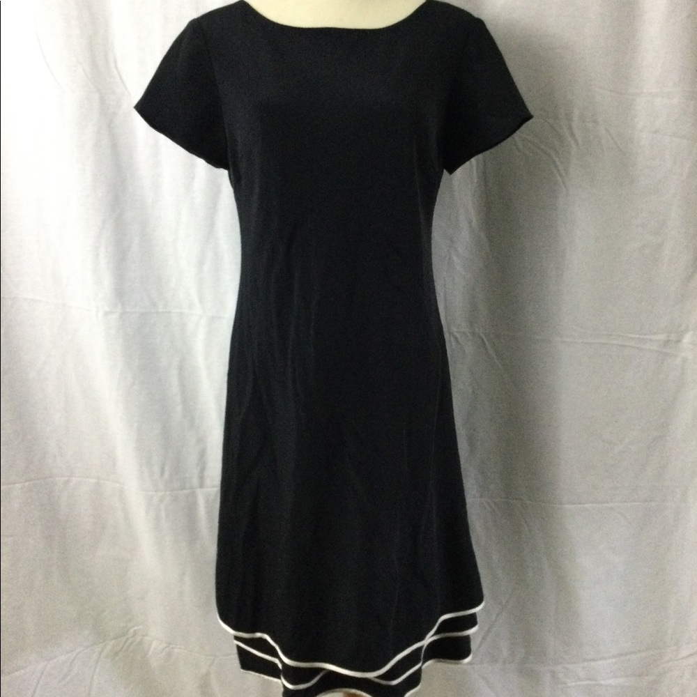 Talbots Petites Pure Silk Fully Lined LBD Tiered Hem Slip On Dress Sz 8
